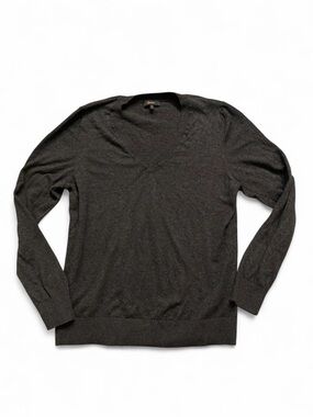 Quince Charcoal Grey V-Neck Sweater Cashmere Blend